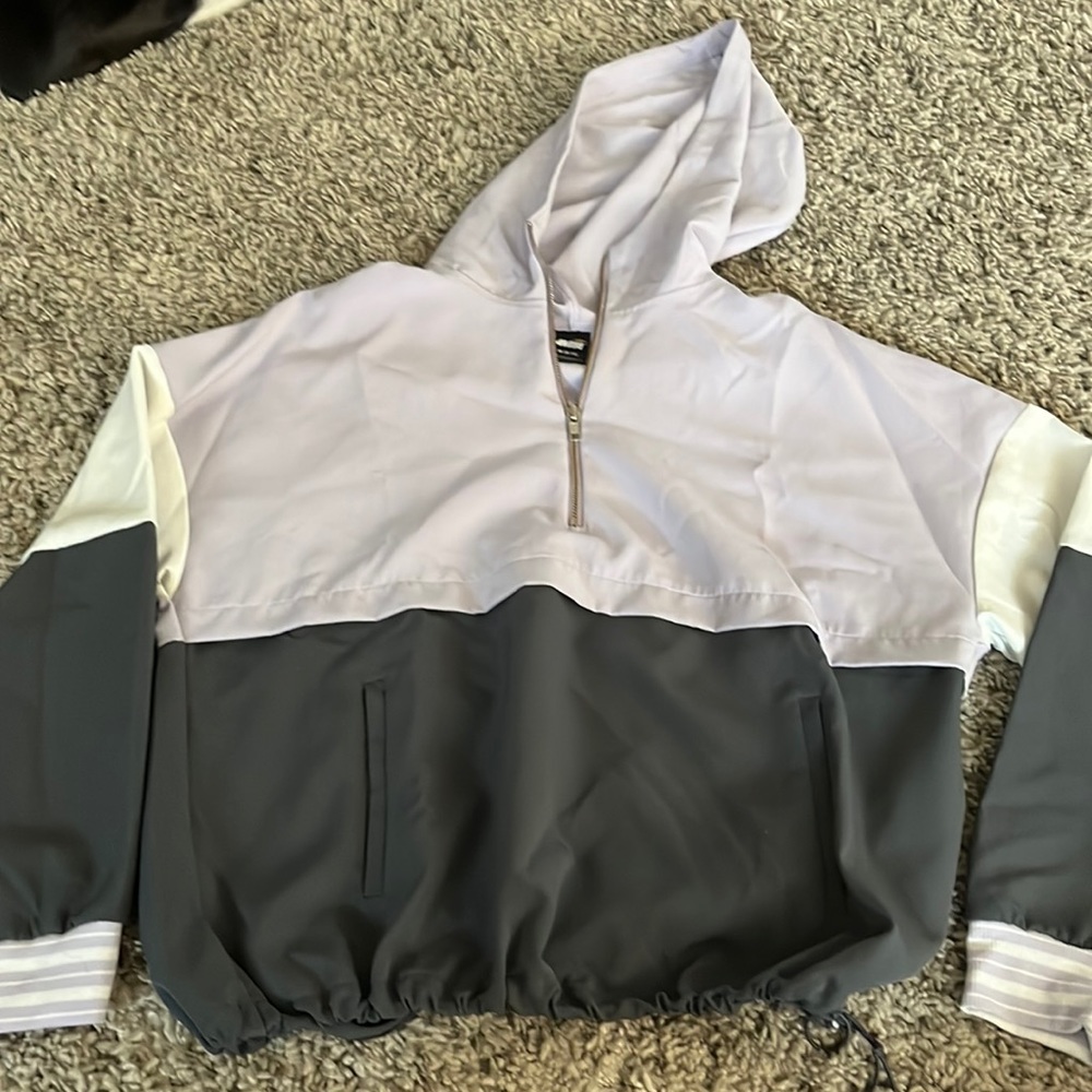 Lavender and Gray Windbreaker Pullover